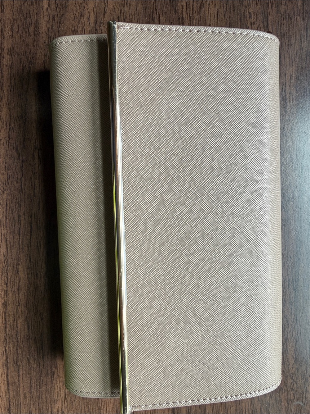 Cream Clutch with Gold Trim and detachable strap